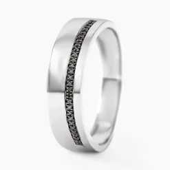 Discount Histoire d'Or Bague Black Diamond Or Blanc Diamant
