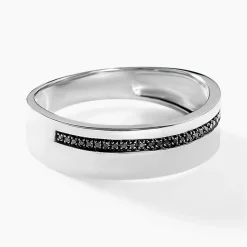 Discount Histoire d'Or Bague Black Diamond Or Blanc Diamant