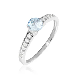 Online Histoire d'Or Bague Carrol Or Blanc Topaze Oxyde De Zirconium or blanc topaze bleu