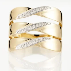 Histoire d'Or Bague Catharine 3 Rangs Or Jaune Diamant* Bagues|Bagues Avec Pierre