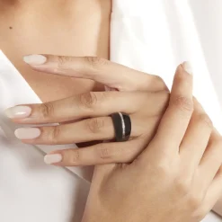 Histoire d'Or Bague Ceramik Design Argent Blanc Oxyde De Zirconium Et Céramique* Bagues|Bagues Avec Pierre