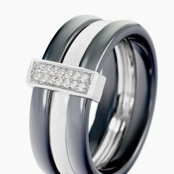 Histoire d'Or Bague Ceramik Design Argent Blanc Céramique Et Oxyde De Zirconium* Bagues|Bagues Avec Pierre