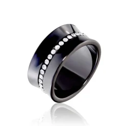 Histoire d'Or Bague Ceramik Design Argent Blanc Céramique Et Strass* Bagues|Bagues Fantaisie