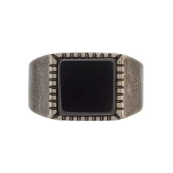 Histoire d'Or Bague Chevalière Acier Vieillit Haris Agate