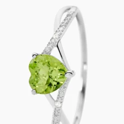 New Histoire d'Or Bague Clothilde Or Blanc Peridot Et Oxyde or blanc péridot vert