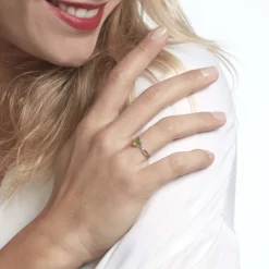 New Histoire d'Or Bague Clothilde Or Blanc Peridot Et Oxyde or blanc péridot vert
