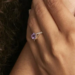 Outlet Histoire d'Or Bague Clothilde Or Jaune Amethyste Et Oxyde De Zirconium or jaune amethyste violette
