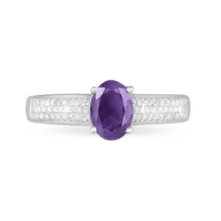 Histoire d'Or Bague Crista Or Blanc Amethyste Et Diamant