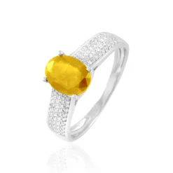 Histoire d'Or Bague Crista Or Blanc Citrine Et Diamant* Bagues|Bagues Avec Pierre