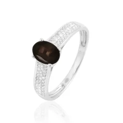 Histoire d'Or Bague Crista Or Blanc Quartz Et Diamant* Bagues|Bagues Avec Pierre