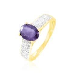 Clearance Histoire d'Or Bague Crista Or Jaune Amethyste Et Diamant or jaune amethyste violette