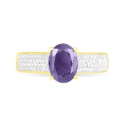 Clearance Histoire d'Or Bague Crista Or Jaune Amethyste Et Diamant or jaune amethyste violette