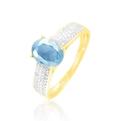 Discount Histoire d'Or Bague Crista Or Jaune Topaze Et Diamant or jaune topaze bleu sky