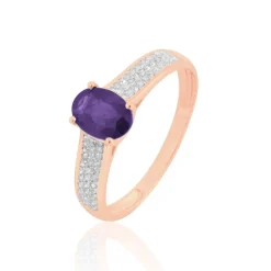 Hot Histoire d'Or Bague Crista Or Rose Amethyste Et Diamant or rose amethyste violette