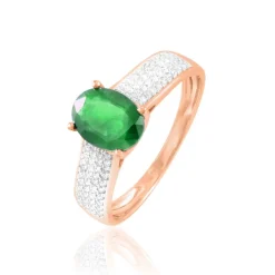 Online Histoire d'Or Bague Crista Or Rose Emeraude Et Diamant