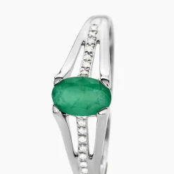 Discount Histoire d'Or Bague Denise Or Blanc Emeraude Et Diamant