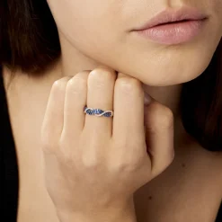 Discount Histoire d'Or Bague Dimitria Or Blanc Saphir Et Diamant