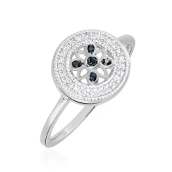 Histoire d'Or Bague Elfidiane Or Blanc Diamant or blanc diamant noir