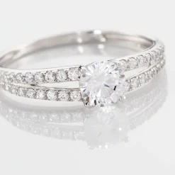 Clearance Histoire d'Or Bague Fina Or Blanc Oxyde De Zirconium