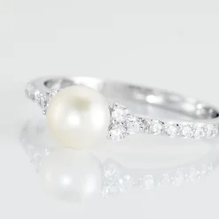 Online Histoire d'Or Bague Florenty Argent Blanc Perle De Culture Et Oxyde De Zirconium