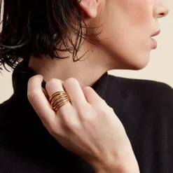 Outlet Histoire d'Or Bague Gold Aura Acier Jaune