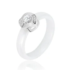 Histoire d'Or Bague Grace Argent Blanc Céramique Et Oxyde De Zirconium* Bagues|Bagues Fantaisie