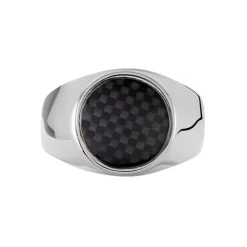 JOURDAN Bague Homme Arecibo Acier Blanc Carbone* Bagues|Bagues Sans Pierre