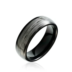 JOURDAN Bague Homme Liorin Acier Bicolore Noir Et Blanc Tungstene* Bagues|Bagues Fantaisie