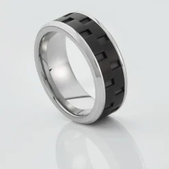 JOURDAN Bague Oahu Acier Blanc Et Noir* Bagues|Bagues Sans Pierre