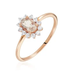 Histoire d'Or Bague Jozsua Or Rose Morganite Peche Oxyde De Zirconium* Bagues|Bagues Avec Pierre