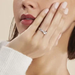 Hot Histoire d'Or Bague Karin Argent Blanc Oxyde De Zirconium