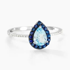 Clearance Histoire d'Or Bague Kenza Or Blanc Topaze Et Saphir Et Diamant