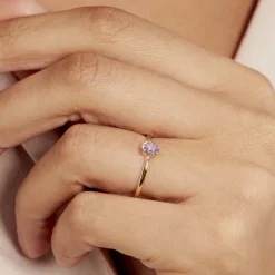 Online Histoire d'Or Bague Lily Or Jaune Amethyste or jaune amethyste violette