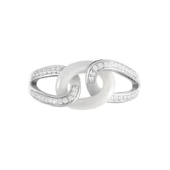 New Histoire d'Or Bague Link Argent Blanc Céramique Et Oxyde De Zirconium