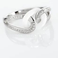 New Histoire d'Or Bague Link Argent Blanc Céramique Et Oxyde De Zirconium