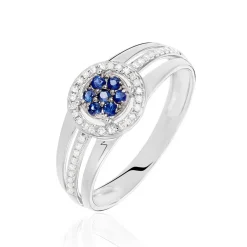 Outlet Histoire d'Or Bague Lise-laure Or Blanc Saphir Et Diamant