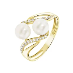 Histoire d'Or Bague Loeva Or Jaune Perle De Culture Et Oxyde De Zirconium* Bagues|Bagues Avec Pierre