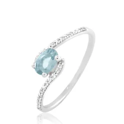 Histoire d'Or Bague Loriane Or Blanc Aigue Marine Et Oxyde De Zirconium* Bagues|Bagues Avec Pierre