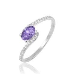 Discount Histoire d'Or Bague Loriane Or Blanc Amethyste Et Oxyde De Zirconium or blanc amethyste violette