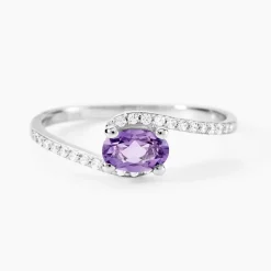 Histoire d'Or Bague Loriane Or Blanc Amethyste Et Oxyde De Zirconium* Bagues|Bagues Avec Pierre