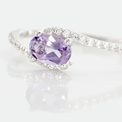 Histoire d'Or Bague Loriane Or Blanc Amethyste Et Oxyde De Zirconium* Bagues|Bagues Avec Pierre