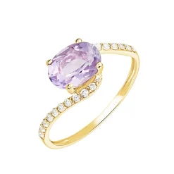 Histoire d'Or Bague Loriane Or Jaune Amethyste Et Oxyde De Zirconium* Bagues|Bagues Avec Pierre