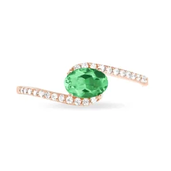 Sale Histoire d'Or Bague Loriane Or Rose Emeraude Et Diamant