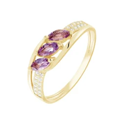 Histoire d'Or Bague Lukretia Or Jaune Amethyste Et Oxyde De Zirconium* Bagues|Bagues Avec Pierre