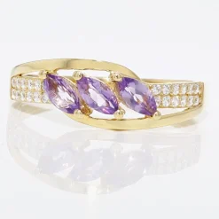 Histoire d'Or Bague Lukretia Or Jaune Amethyste Et Oxyde De Zirconium* Bagues|Bagues Avec Pierre