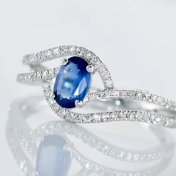 New Histoire d'Or Bague Lyna Or Blanc Saphir Et Diamant