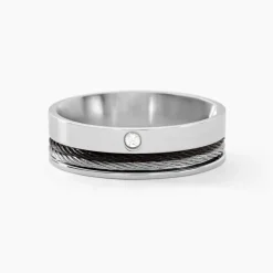 JOURDAN Bague Madine Acier Blanc Diamant