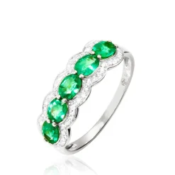 New Histoire d'Or Bague Margaux Or Blanc Emeraude Et Diamant