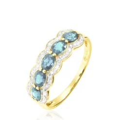New Histoire d'Or Bague Margaux Or Jaune Aigue Marine Et Diamant