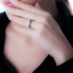 New Histoire d'Or Bague Margaux Or Rose Aigue Marine Et Diamant